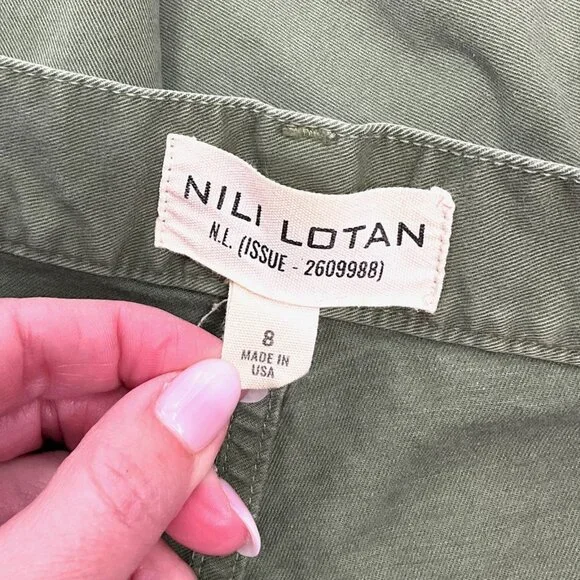 Nili Lotan Shon Pants Green Barrel Cropped Wide Leg Baggy Size 8 - Picture 8 of 10